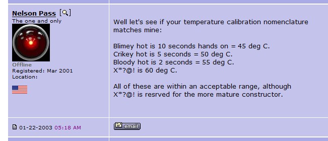 Nelson Pass comment to temperature